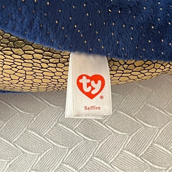 Ty Saffire Dragon Plush Blue Meallic Gold 9 in. Fantasy Cute Colorful - Picture 2 of 8